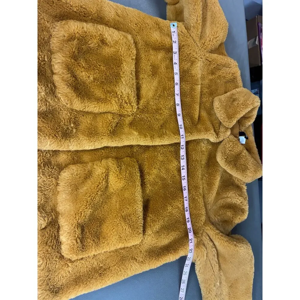 H&M Divided Mustard Teddy Fleece Jacket Women's Large Button Front Plush